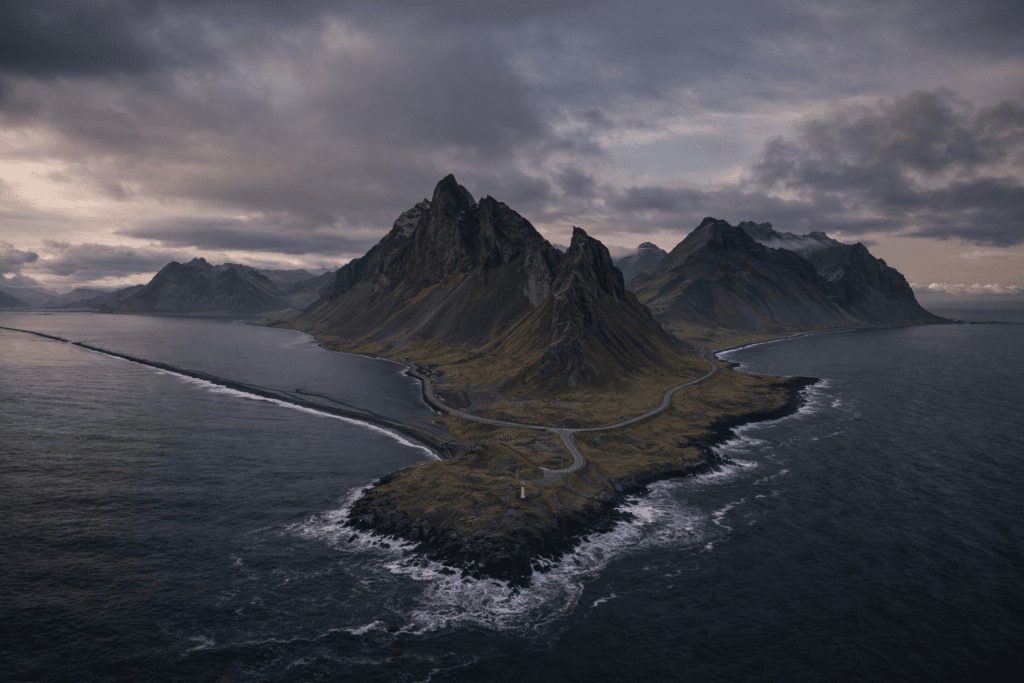 Private transfer in Iceland scenic road through fjord landscape