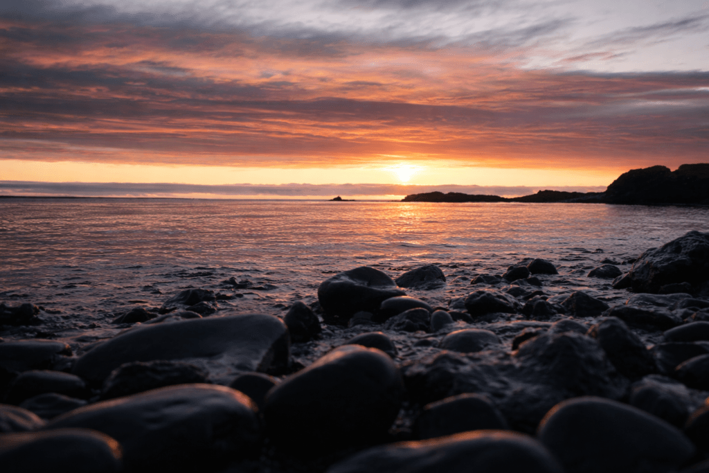 Black sea stacks in Iceland at sunset – dramatic coastal landscape