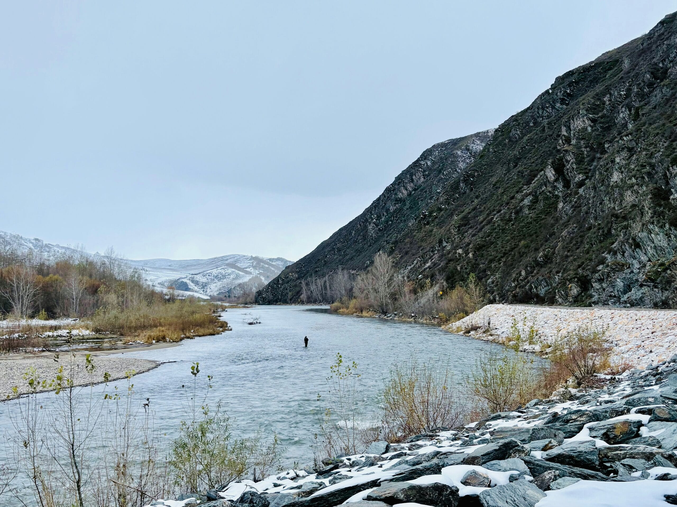 Private fly fishing transfers vehicle with fishing gear in Iceland