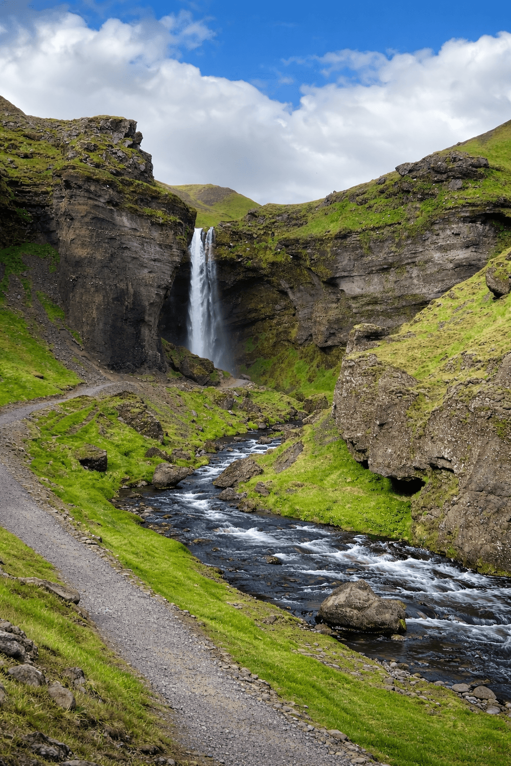 Kvernufoss waterfall Iceland – South Coast canyon landscape